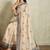 Cream printed blended cotton designer saree with blouse piece