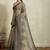 Grey printed blended cotton designer saree with blouse piece