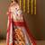 Cream printed silk blend ethnic saree with blouse piece