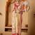 Cream printed art silk traditional saree with blouse piece