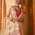 Cream printed art silk traditional saree with blouse piece