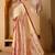 Cream printed art silk traditional saree with blouse piece