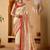 Cream printed art silk traditional saree with blouse piece