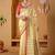 Cream printed art silk traditional saree with blouse piece