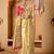 Cream printed art silk traditional saree with blouse piece