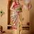 Cream printed art silk traditional saree with blouse piece