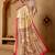 Cream printed art silk traditional saree with blouse piece