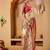 Cream printed art silk traditional saree with blouse piece