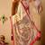 Cream printed art silk traditional saree with blouse piece