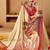Cream printed art silk traditional saree with blouse piece