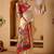 Cream printed art silk traditional saree with blouse piece