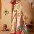 Cream printed art silk traditional saree with blouse piece