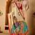 Cream printed art silk traditional saree with blouse piece