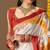 White printed silk blend ethnic saree with blouse piece