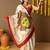 White printed silk blend ethnic saree with blouse piece