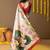Off white printed silk blend ethnic saree with blouse piece