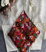 Women's white navratri blouse | kutchi embroidered noodles strap choli | hand mirror work cotton blouse