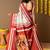 Off white printed silk blend ethnic saree with blouse piece
