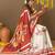 Off white printed silk blend ethnic saree with blouse piece