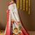 White printed silk blend ethnic saree with blouse piece
