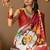 White printed silk blend ethnic saree with blouse piece