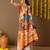 Off white printed silk blend ethnic saree with blouse piece