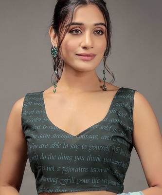 Green elegant printed georgette saree with blouse piece 5