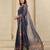 Navy blue elegant printed georgette saree with blouse piece