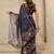 Navy blue elegant printed georgette saree with blouse piece