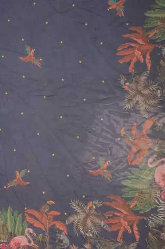 Navy blue elegant printed georgette saree with blouse piece