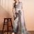 Grey printed pure georgette casual saree with blouse piece