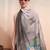 Grey printed pure georgette casual saree with blouse piece