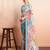 White printed pure georgette casual saree with blouse piece