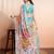 White printed pure georgette casual saree with blouse piece