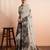 Silver printed pure georgette casual saree with blouse piece