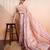 Peach elegant printed georgette saree with blouse piece