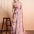 Peach elegant printed georgette saree with blouse piece