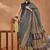 Black printed silk blend ethnic saree with blouse piece