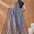Blue printed silk blend ethnic saree with blouse piece