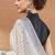 Off white printed silk blend ethnic saree with blouse piece