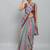 Grey printed linen casual saree with blouse piece