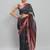 Black printed linen casual saree with blouse piece