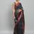 Black printed linen casual saree with blouse piece