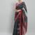 Black printed linen casual saree with blouse piece
