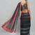 Black printed linen casual saree with blouse piece