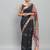 Black printed linen casual saree with blouse piece