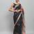 Black printed linen casual saree with blouse piece