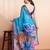 Blue printed linen casual saree with blouse piece