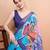 Blue printed linen casual saree with blouse piece