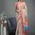 Beige printed linen casual saree with blouse piece